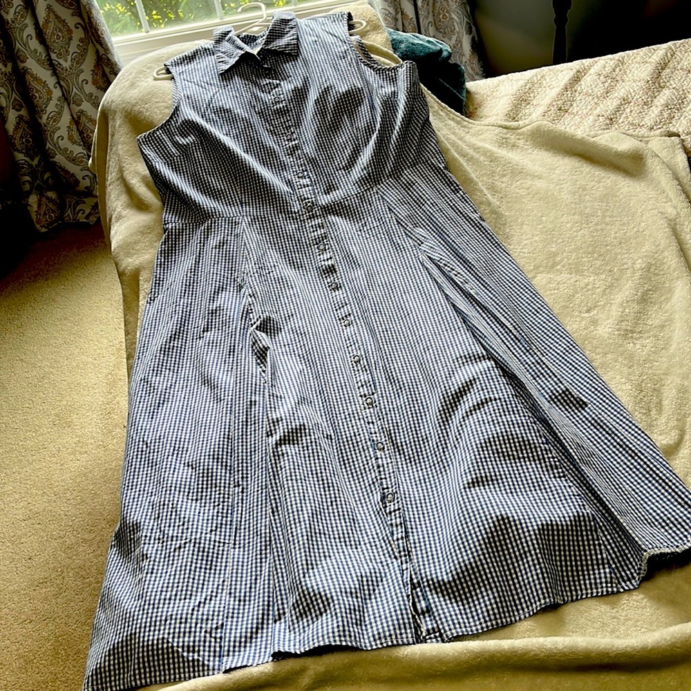 Talbots gingham sleeveless shirt dress